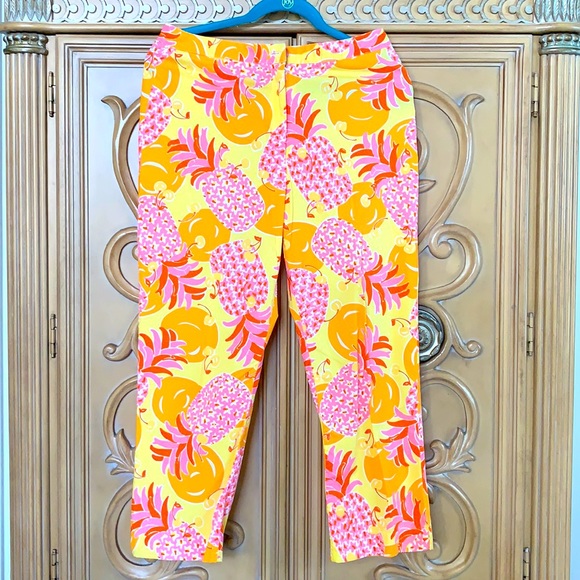 LILLY PULITZER Capris Bright PINEAPPLE/Orange 8 - Picture 1 of 7